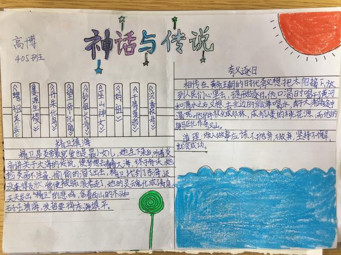抄报童话的手抄报四年级中国古代神话故事的手抄报 童话故事的手抄报