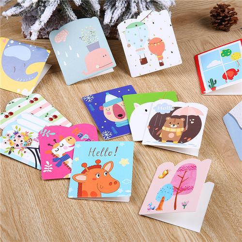 韩国创意可爱卡通手工立体粘贴烫金卡片送信封圣诞节贺卡包邮