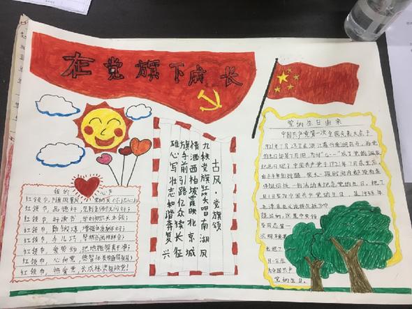开阳县花梨镇中心小学开展在党旗下成长主题手抄报评比活动