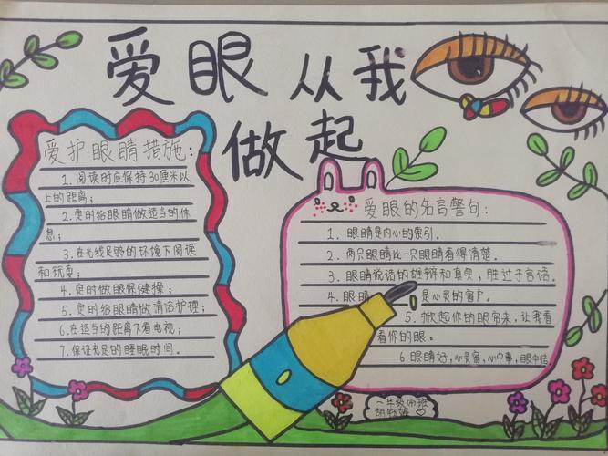 刘志丹红军小学一年级5班二年级上册保护视力手抄报 保护视力的手抄报