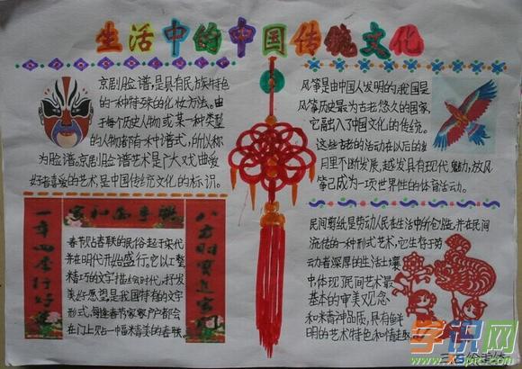 手抄报    中华传统文化博大精深孕育了伟大的中华儿女是我们的民族