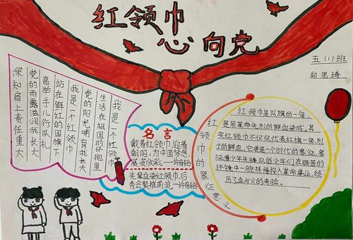 写美篇         高年级队员绘制了主题为红领巾心向党手抄报一二