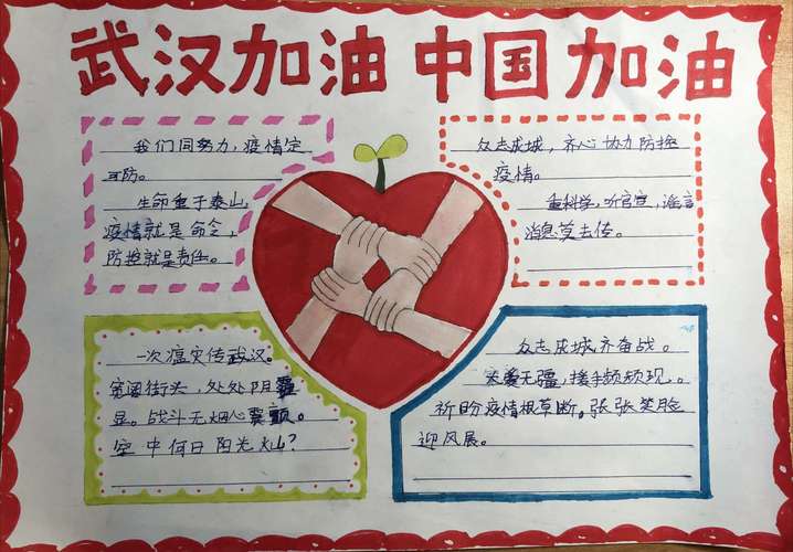 冯浩宸同学创作的手抄报《武汉加油中国加油》