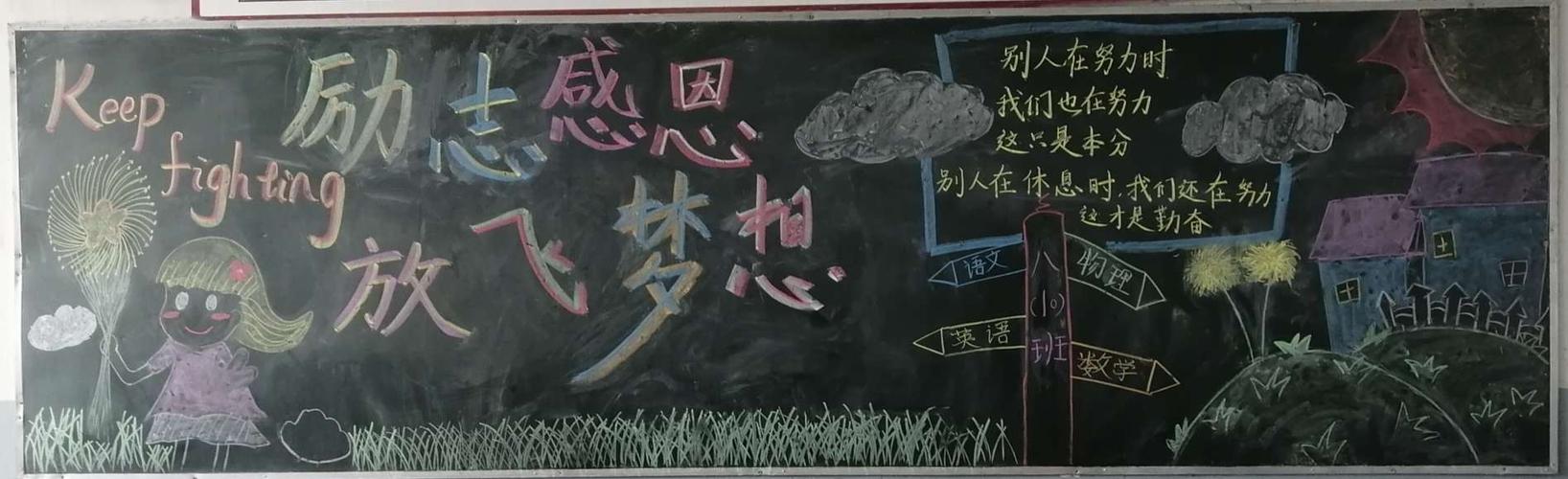 励志感恩放飞理想潢川县黄冈实验学校八年级举行主题黑板报