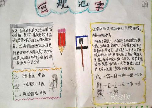 关于汉字主题规范写汉字手抄报 - 传统文化手抄报 - 老师板报网