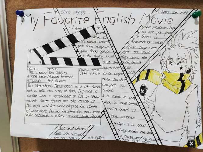 让孩子们以我最喜欢的英文电影为主题制作手抄报经过老师们的精心