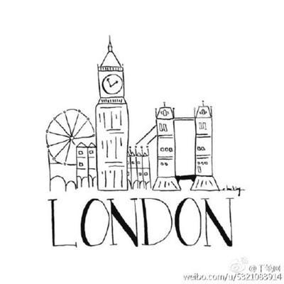 伦敦简笔画手绘图片
