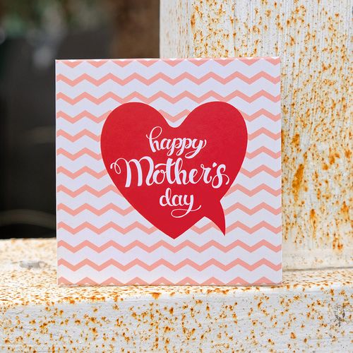 happy mother's day创意红色爱心mini方形母亲节贺卡定制祝福卡片