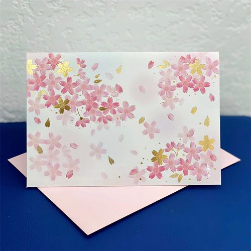 日本唯美烫金樱花手写贺卡教师节送老师npy闺蜜生日礼物手写卡片