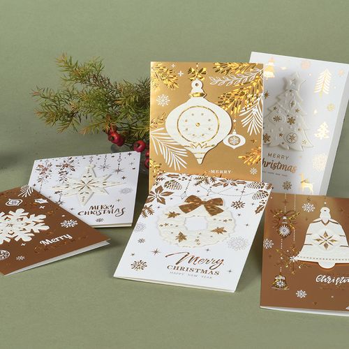 高档圣诞卡片商务精致圣诞节贺卡christmas cards浮雕金色圣诞卡