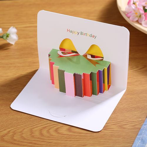 生日贺卡父亲节小卡片创意蛋糕3d立体贺卡儿童心愿祝福贺卡送朋友