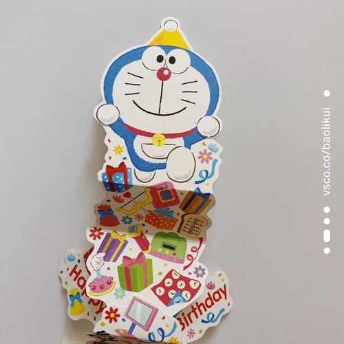 生日礼物日本购哆啦a梦限定50周年祝福贺卡机器猫抽拉创意卡片