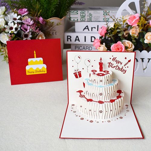 生日贺卡情人节小卡片创意蛋糕3d立体贺卡儿童心愿贺卡送男女朋友