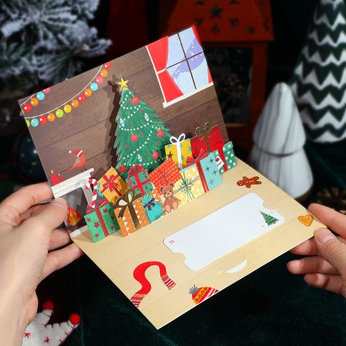 创意3d立体圣诞节贺卡 折叠diy手工留言祝福卡片圣诞礼物感谢卡