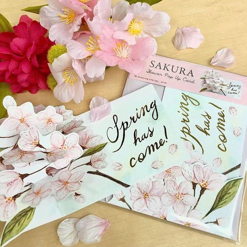 日本春天立体贺卡樱花节日气氛装饰送女友闺密花束祝福礼物卡片