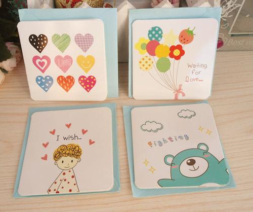 韩国创意带信封小贺卡小卡片迷你贺卡愿望创意祝福卡礼品卡