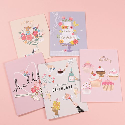 韩国创意简约母亲节礼物祝福贺卡儿童卡通手工贴画童趣生日小卡片