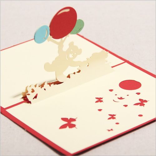 气球宝宝 3d立体贺卡儿童节生日百天创意礼物品可爱圣诞节小卡片