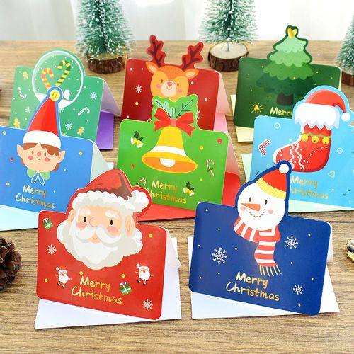 圣诞节可爱卡通贺卡套装折叠创意幼儿园节日小学生许愿卡留言卡片