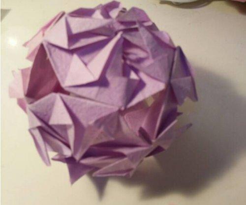 创意立体花球折纸图解自创可发光花球4