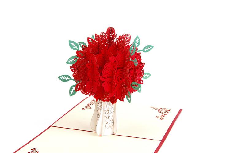 为伴 贺卡礼物送女友老婆同事贺卡3d立体玫瑰贺卡祝福感谢卡生日卡