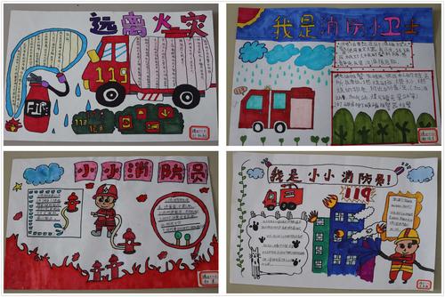 靖边大队联合县教体局积极开展我是小小消防员绘画作文手抄报作品