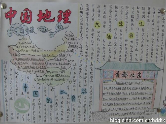 学科 地理  正文关于中国地理常识的学生手抄报作品中国是一个多山