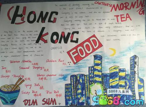 关于英语的手抄报设计图片分享-香港美食