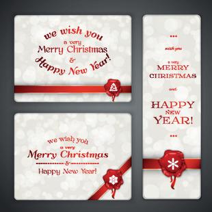 圣诞礼物或贺卡装饰着闪亮的叮当声和红丝带2014年圣诞节贺卡图片示例