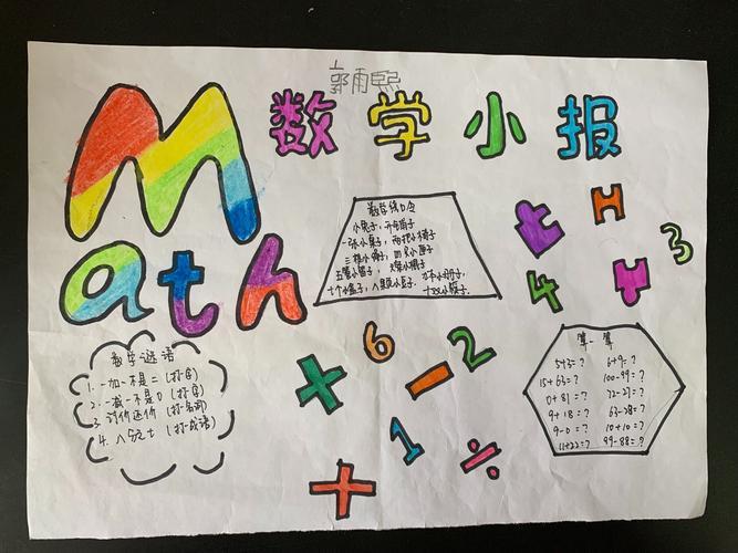 一年级1班2班数学手抄报优秀作品展有趣的数学问题手抄报 有趣的汉字