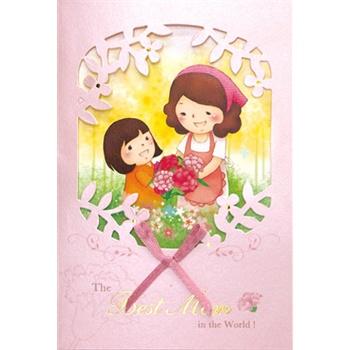 台湾四季 创意母亲节康乃馨贺卡卡片 送妈妈实用礼物祝福卡 母女 批发