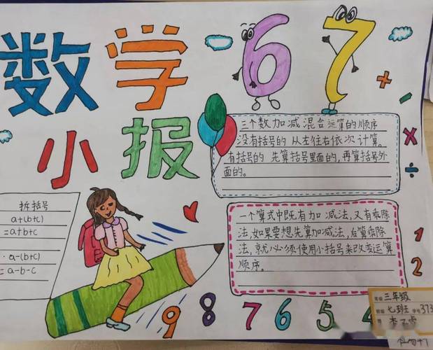 三年级的数学老师利用国庆假期开展了数学趣味手抄报比赛活动