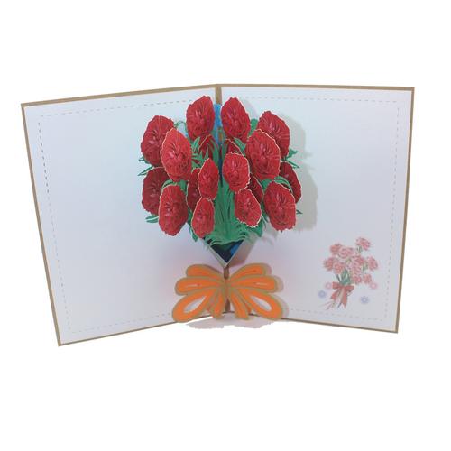 教师母亲节创意3d立体贺卡手工折纸康乃馨印刷节日生日祝福定制