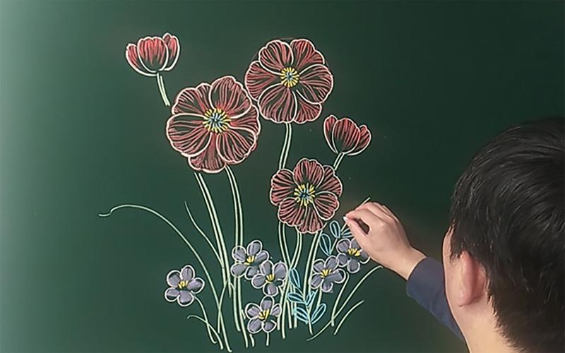 粉笔画蝴蝶与花朵黑板报插图又多个好素材