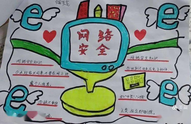 岳家庄小学利用星期日放假组织广大学生制作了网络安全手抄报.