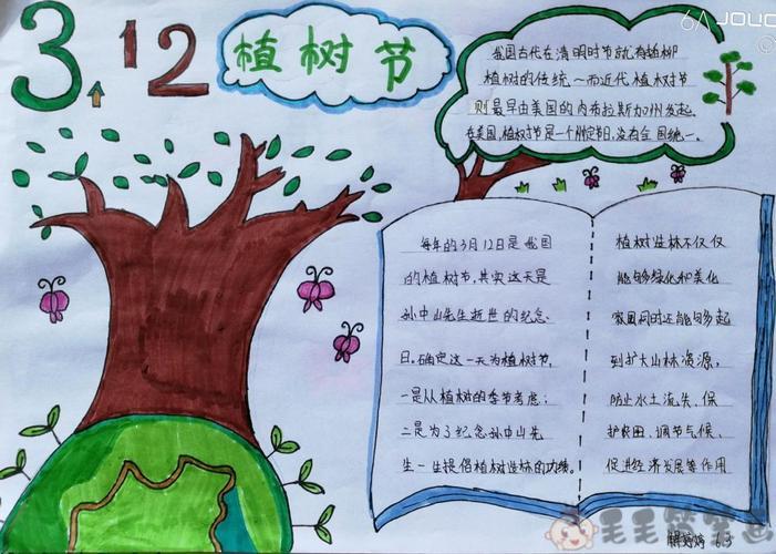 又简单又漂亮模板关于植树节手抄报的绘画作品关于植树爱林的手抄报