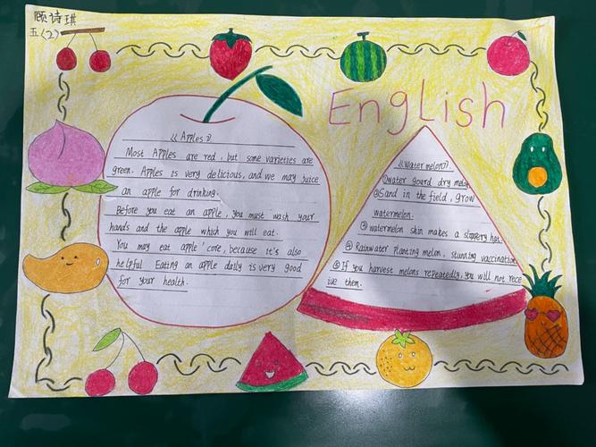 七彩英语伊宁市实验小学五六年级英语手抄报评比活动