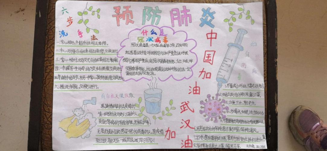 抗击疫情我们在行动枣林镇第二小学生童心手绘手抄报助力战疫