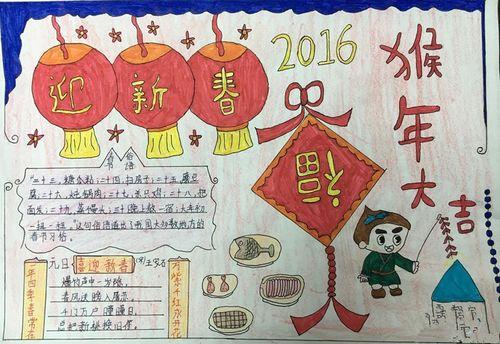 春节新年快乐习俗英文英语电子小报手抄报模板英文版新年手抄报六年级
