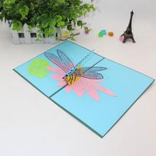 蜻蜓3d立体贺卡剪纸雕刻纸质工艺品生日礼物动植物日记本
