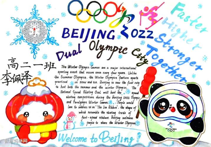 2022北京冬奥会英语手抄报绘画10张-图42022北京冬奥会英语手抄报