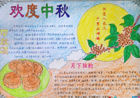 中秋节手抄报版面设计图-月亮和月饼2