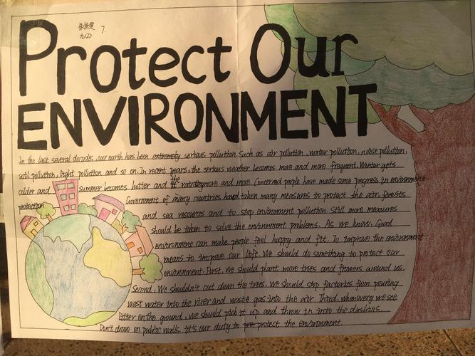 内容龙海四中九年一班八班环保英语手抄报部分优秀作品展示保护环境