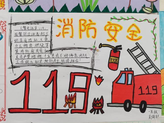 消防安全记心中东张小学一年级消防安全手抄报