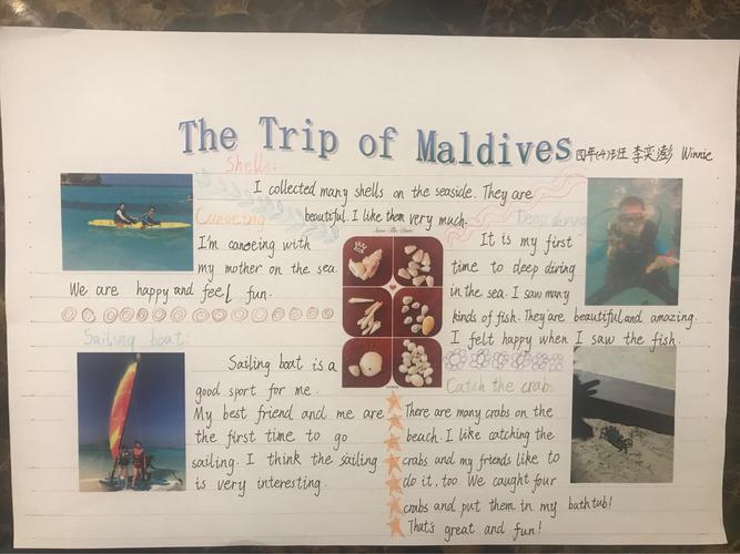 寒假的马尔代夫之旅让我难忘所以我把印象深刻的几点用英语手抄报