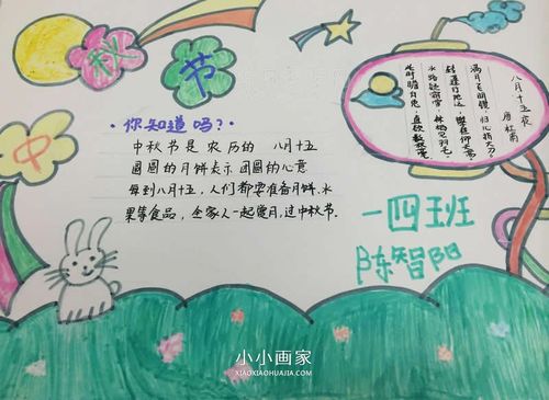 优秀的一年级中秋节亲子手抄报图片小小画家