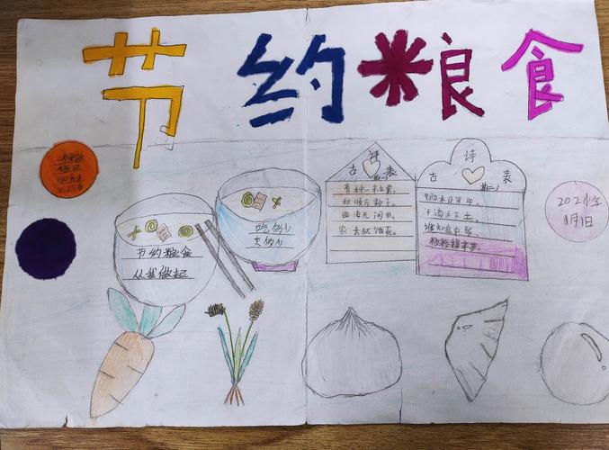 爱粮节粮----《农村小学低段生活化写话教学实践研究》之手抄报绘画