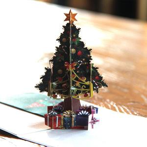 卡小姐 圣诞小树彩印3d立体贺卡圣诞树造型卡圣诞节精美祝福卡片