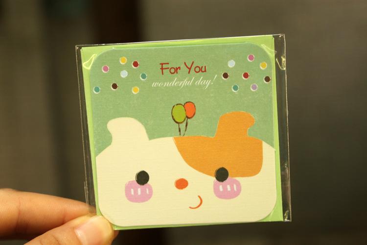 纸质工艺品 贺卡 名称韩国文具批发1000动物普通贺卡挂吊可爱卡通