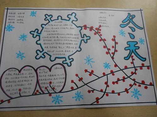 手抄报教程介绍小学生关于冬天的手抄报简单又漂亮下雪了手抄报冬天